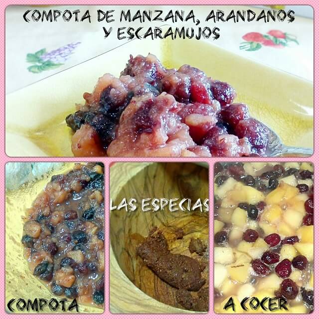 elaboracion de la compota de manzana arandanos y escaramujos