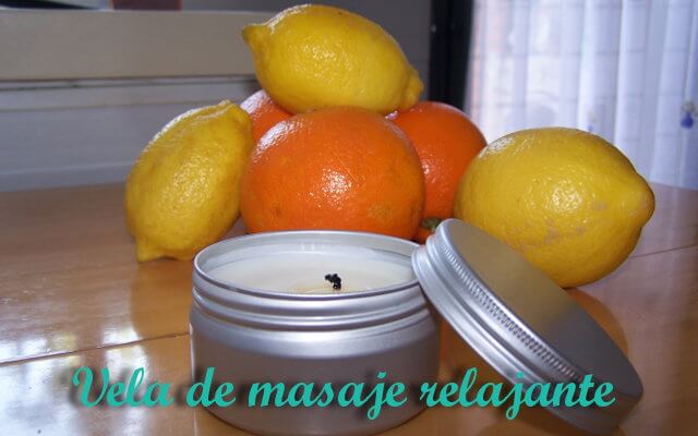 vela de masaje, limones y naranjas