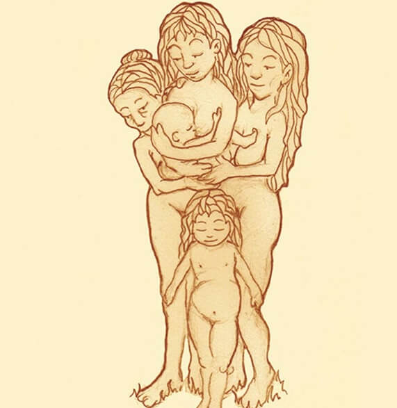 tres generaciones de mujeres ilustracion del libro rojo de las niñas