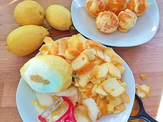 limones, naranjas y sus cascaras