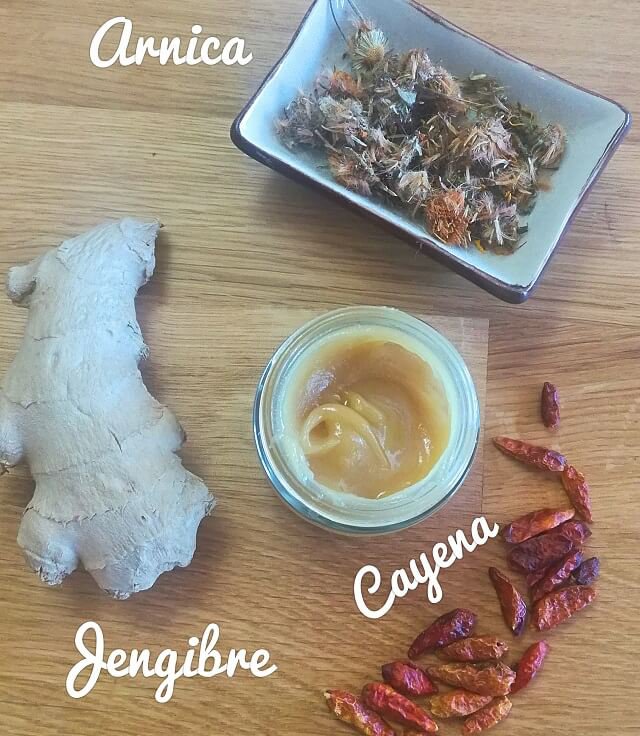 crema para el dolor junto a cayena, gengibre y arnica